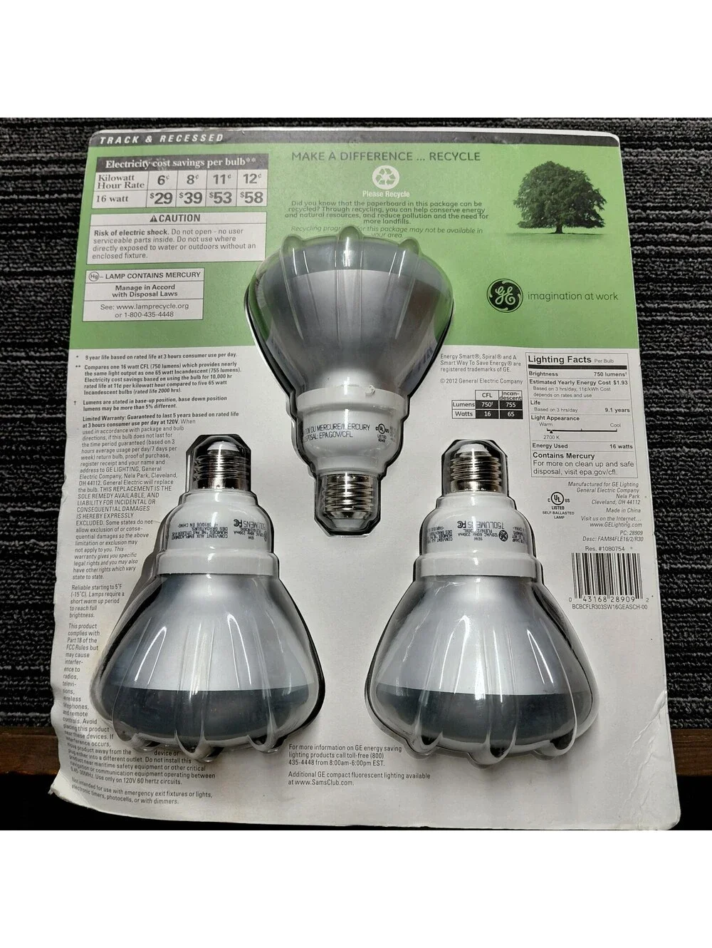 GE Energy Smart R30 CFL Flood Bulbs 16W 65W Soft White E26 3-Pack New